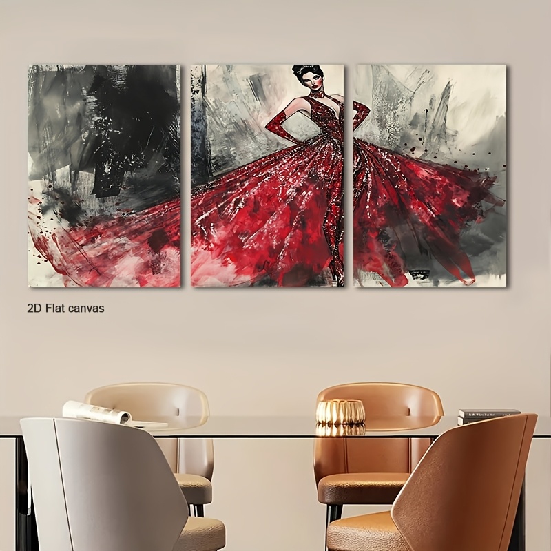 Canvas Wrap Ready - Бесрамное полотно из 3 частей: красное